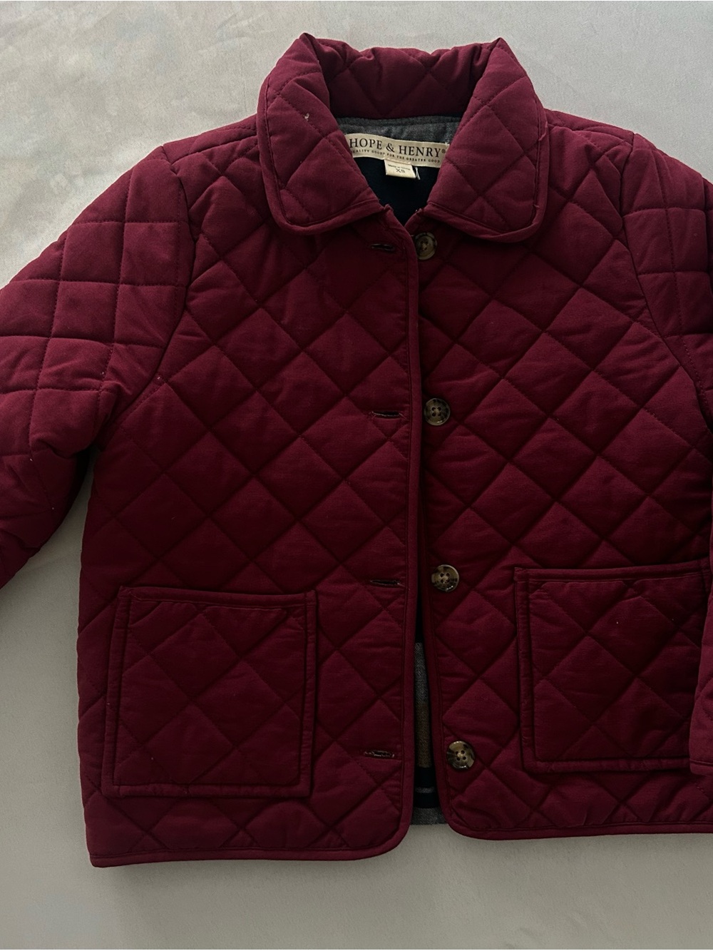 4 Hope & Henry Quilted Kids' Barn Jacket in Burgundy